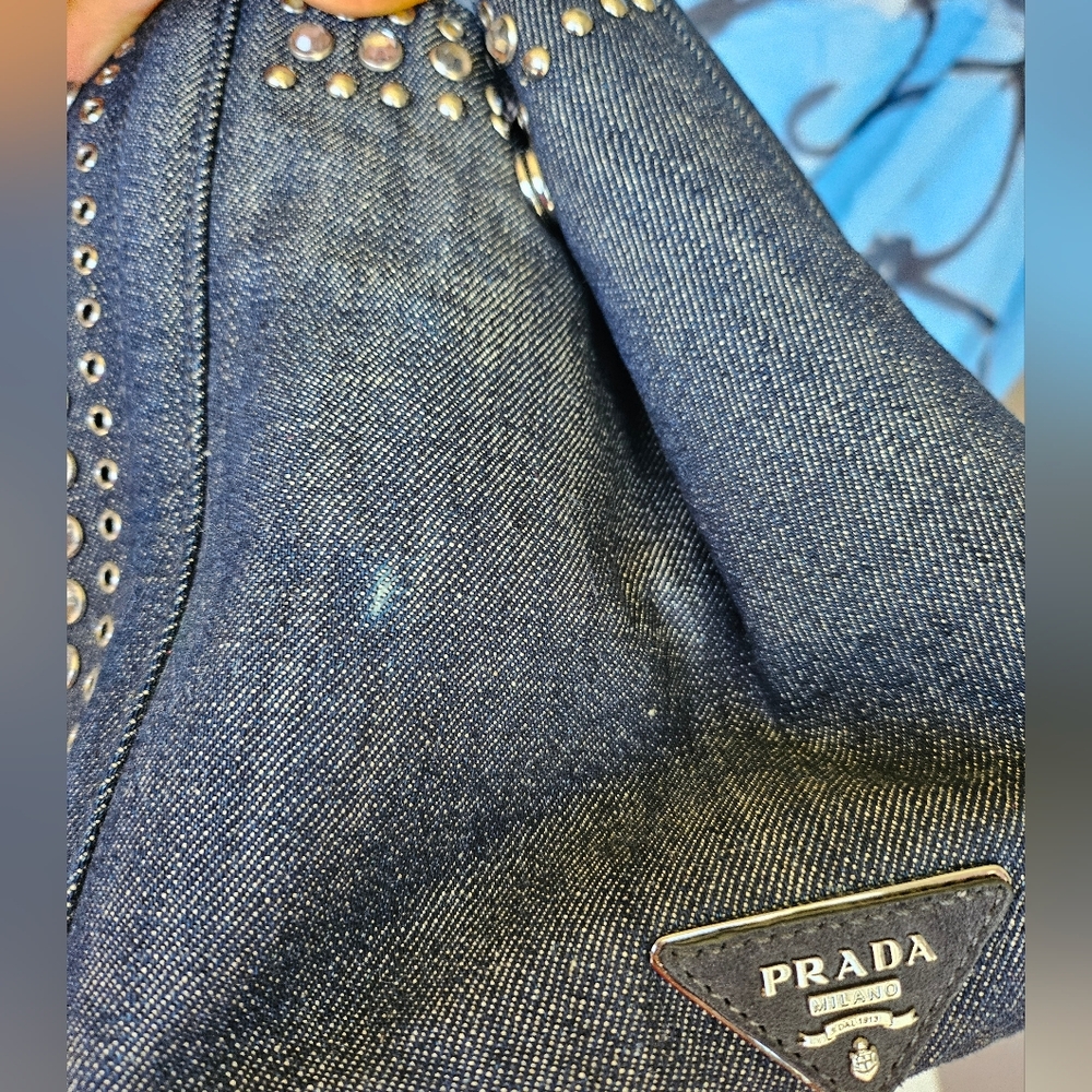 EUC Prada Canapa 2 way Studded Tote Bag - Picture 8 of 17